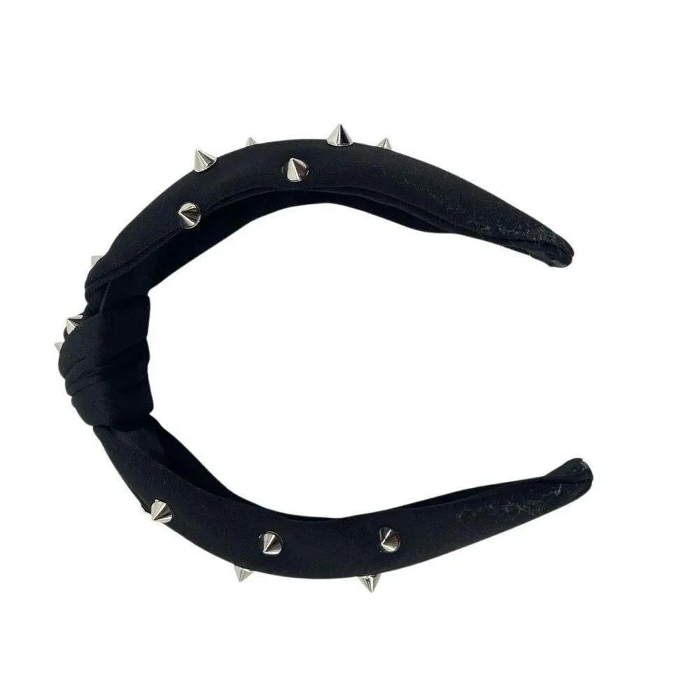 Black Studded Headband Spiked Padded Knot Edgy Punk Rock Hair Accessory